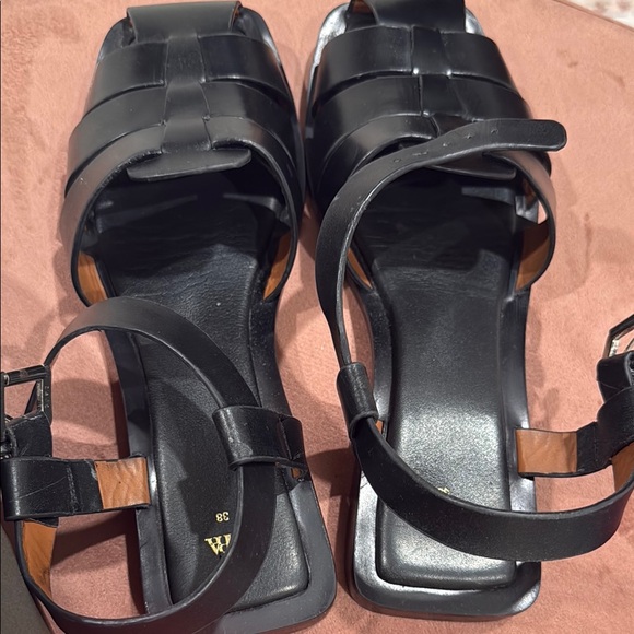 Zara Black Fisherman Sandals with Ankle Strap - Picture 2 of 4